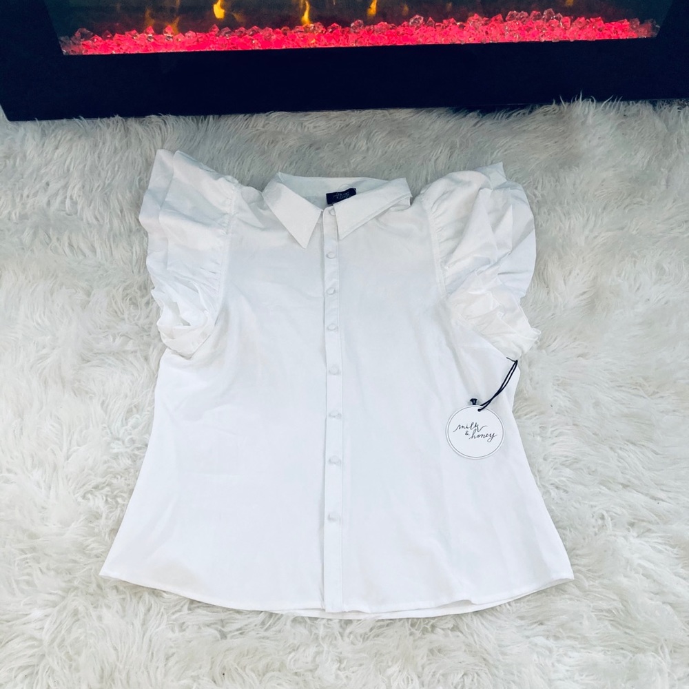 Milk & Honey White women button down shirt